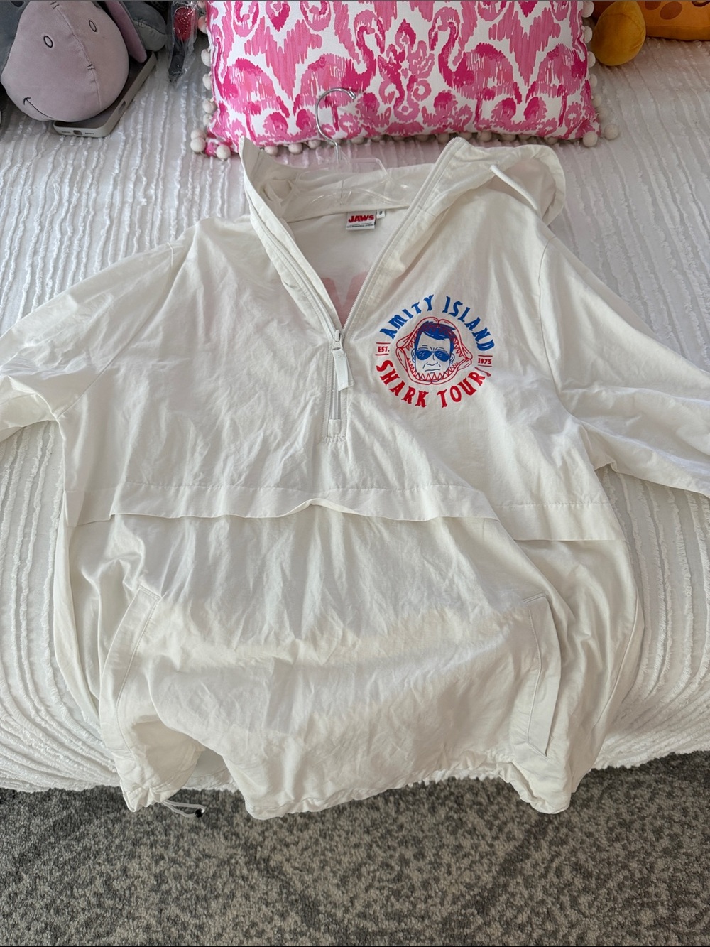 Cream Hooded Pullover - Amity Island Shark Tour Graphic